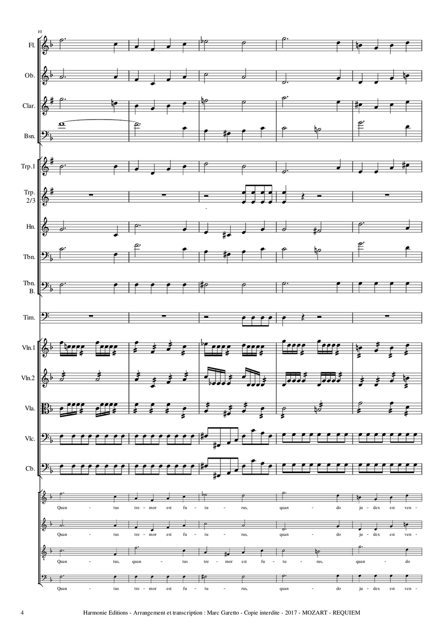 MOZART - REQUIEM K. 626 - Dies Irae - Full Orchestra - SCORE & PARTS Full Orchestra scores gallery preview page 4