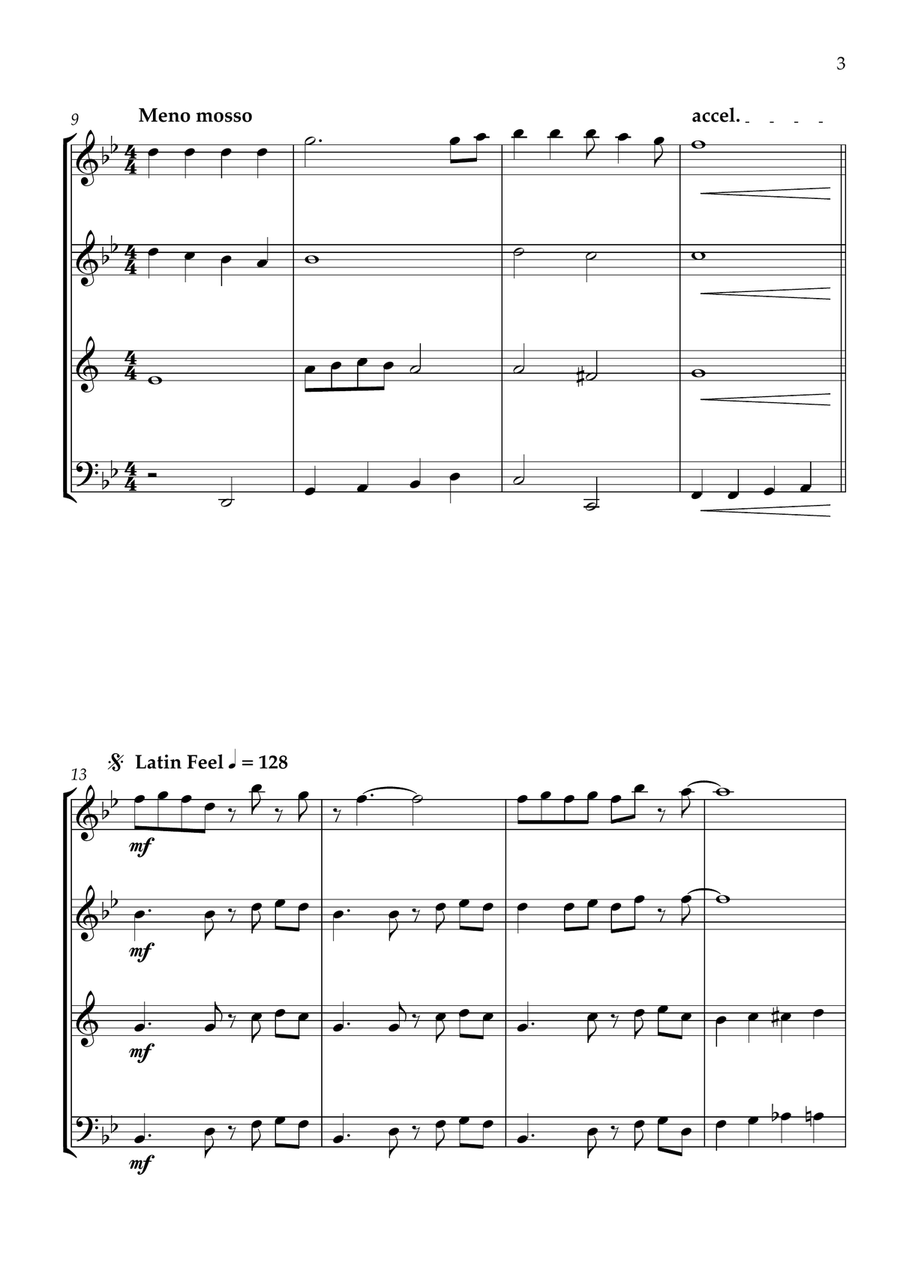 Rudolph The Red-nosed Reindeer Woodwind Quartet scores gallery preview page 3