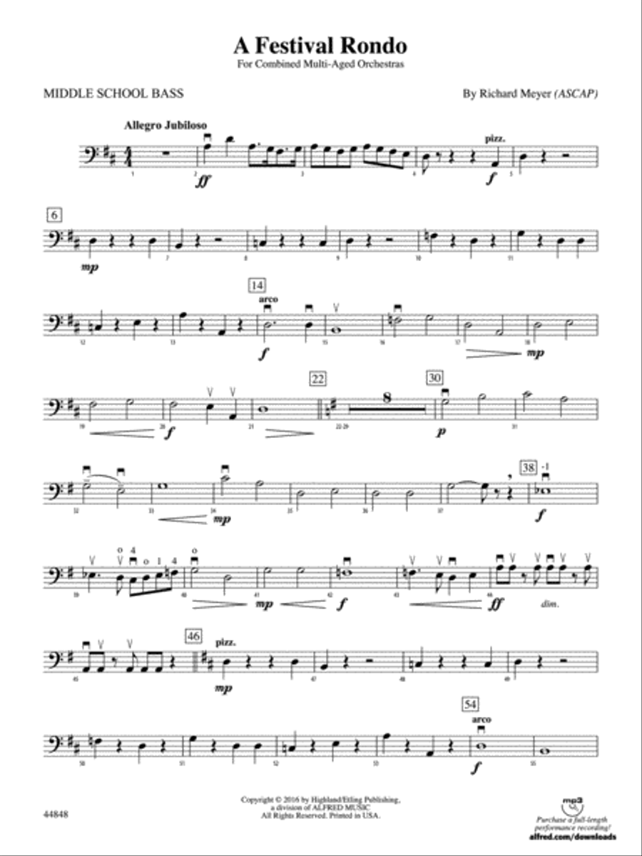A Festival Rondo: Middle School Bass String Orchestra scores gallery preview page 1