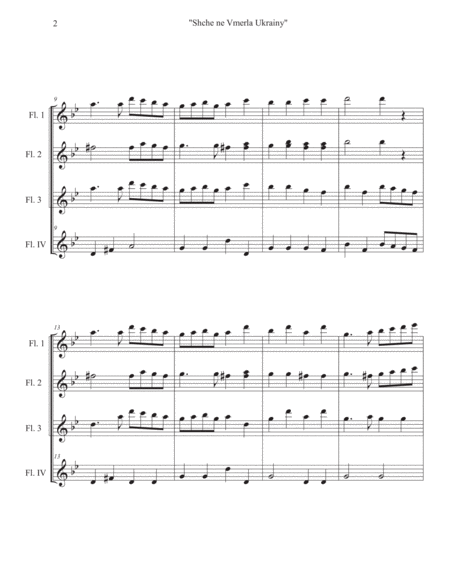 Schche ne Vmerla Ukrainy (Flute Quartet in g) National Anthem Of Ukraine - Four C Flutes image number null