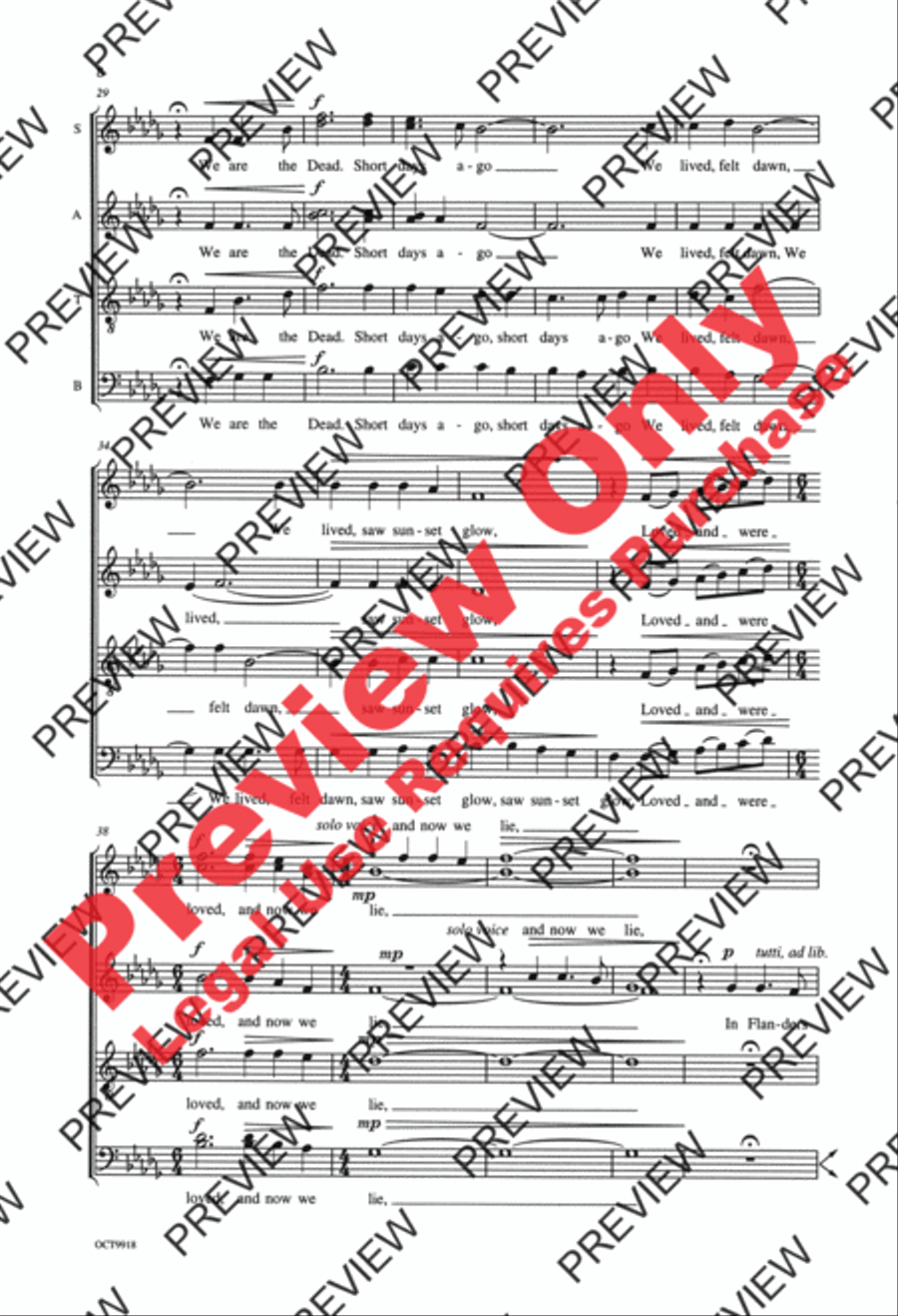 Flanders Fields 4-Part scores gallery preview page 8