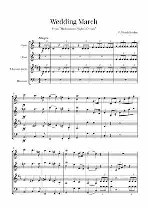Book cover for Wedding March for Woodwind Quartet - Mendelssohn