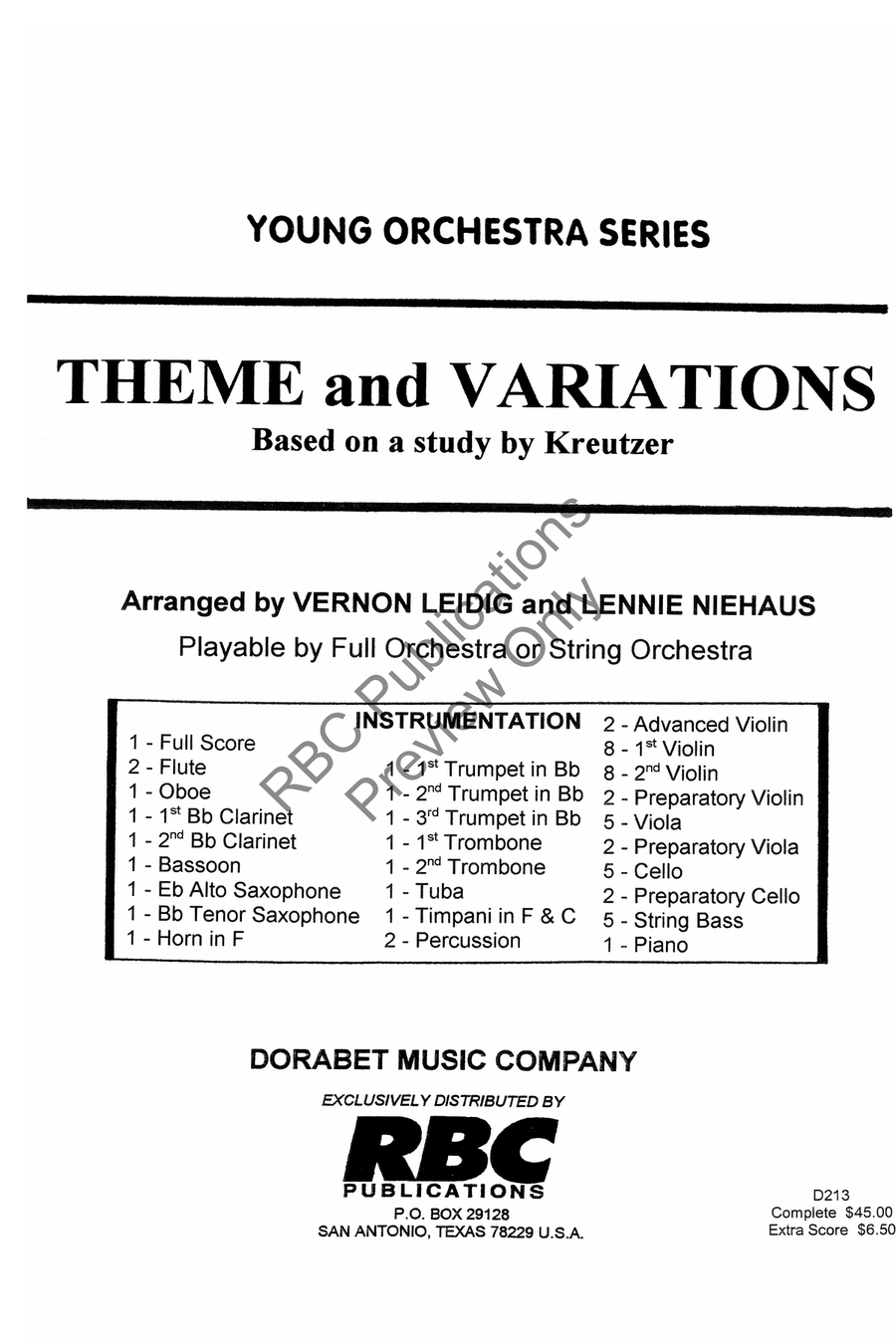 Theme And Variations Full Orchestra scores gallery preview page 2
