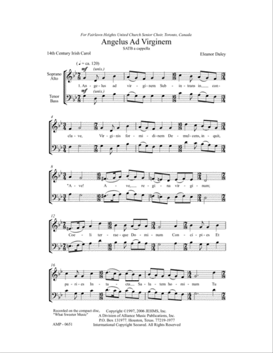Angelus Ad Virginem Angelus Ad Virginem 4-Part scores gallery preview page 2
