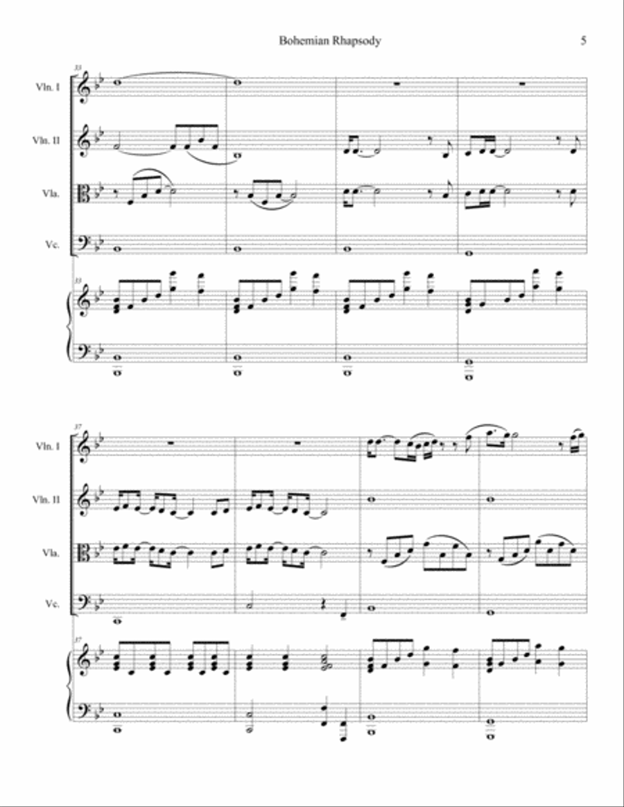 Bohemian Rhapsody Piano Quintet scores gallery preview page 5