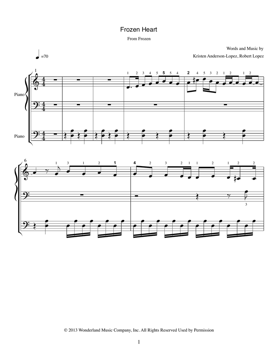 Frozen Heart 2 Pianos, 4-Hands scores gallery preview page 1