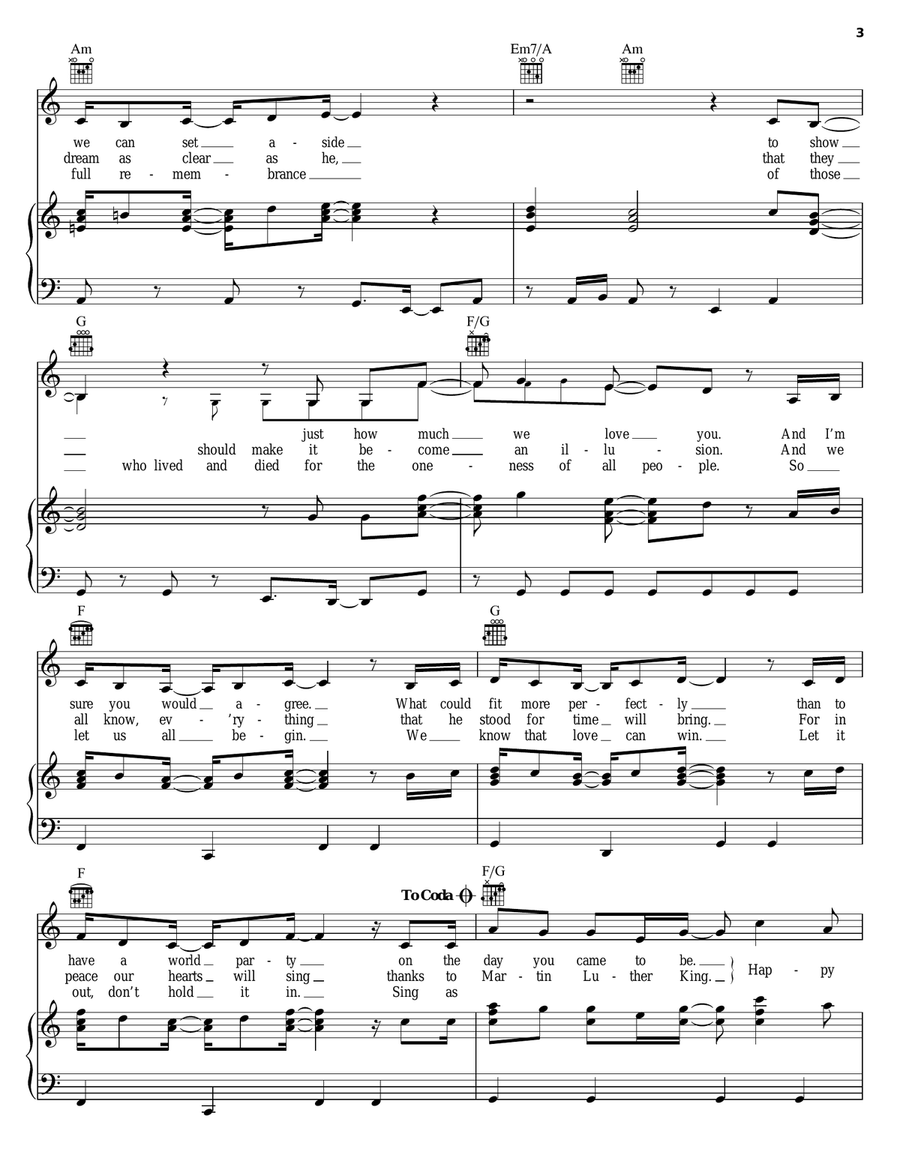 Happy Birthday Happy Birthday Piano, Vocal, Guitar scores gallery preview page 3
