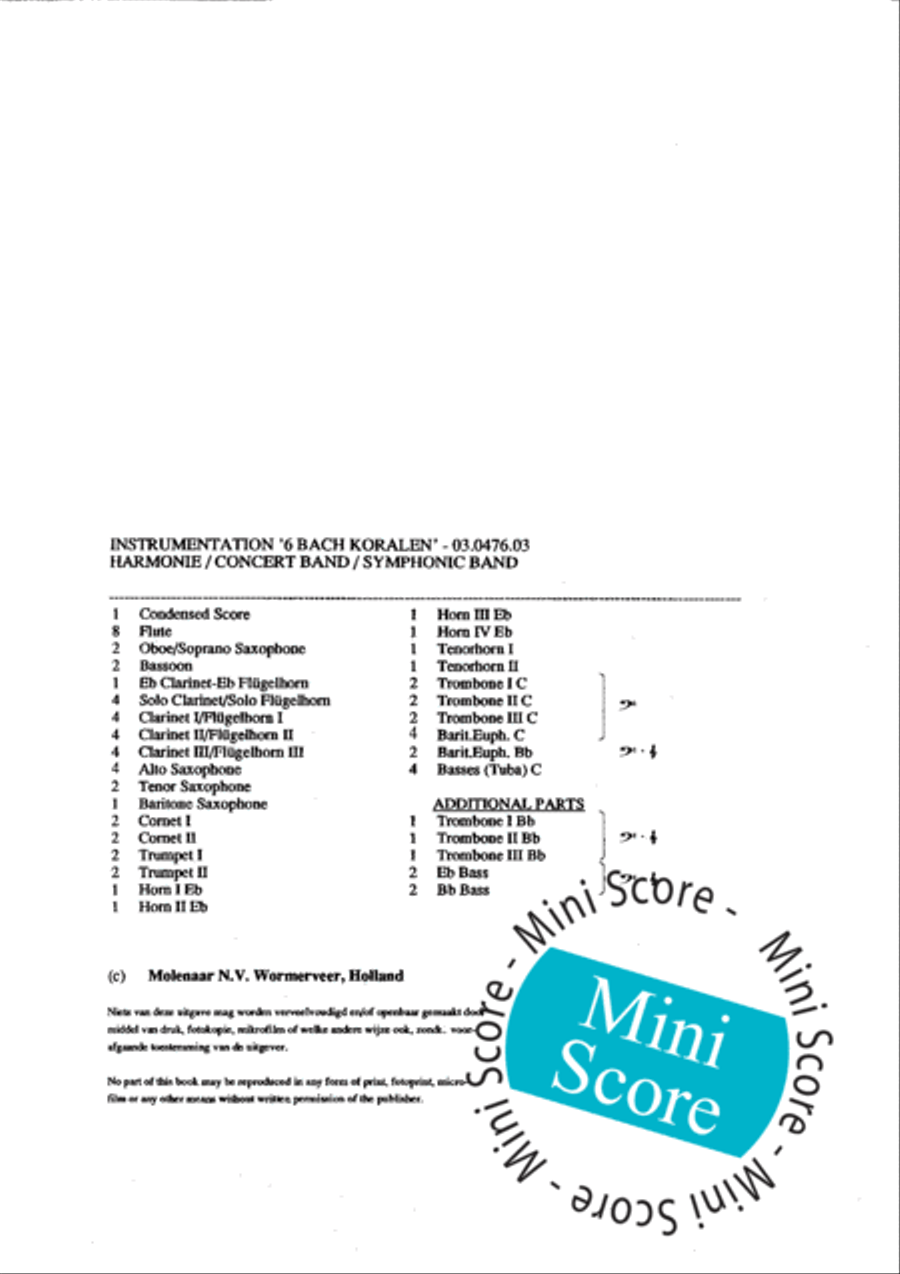 6 Bach Koralen Concert Band scores gallery preview page 4