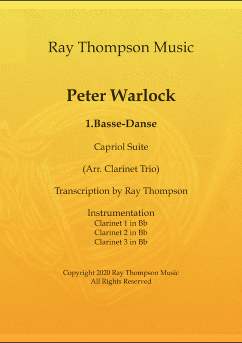 Warlock: Capriol Suite Mvt. 1 Basse-Danse - clarinet trio image number null