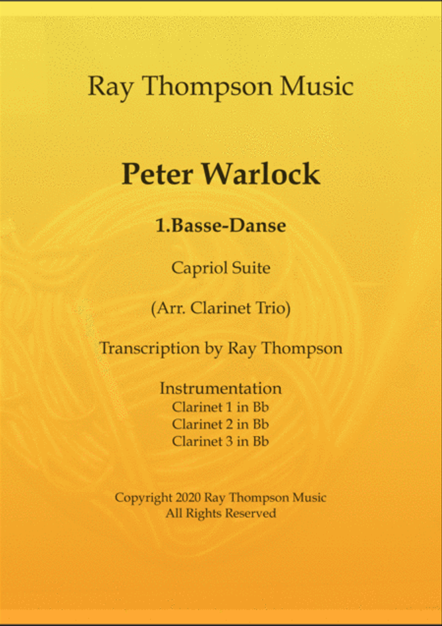 Warlock: Capriol Suite Mvt. 1 Basse-Danse - clarinet trio Clarinet Trio scores gallery preview page 1