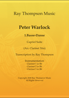 Book cover for Warlock: Capriol Suite Mvt. 1 Basse-Danse - clarinet trio