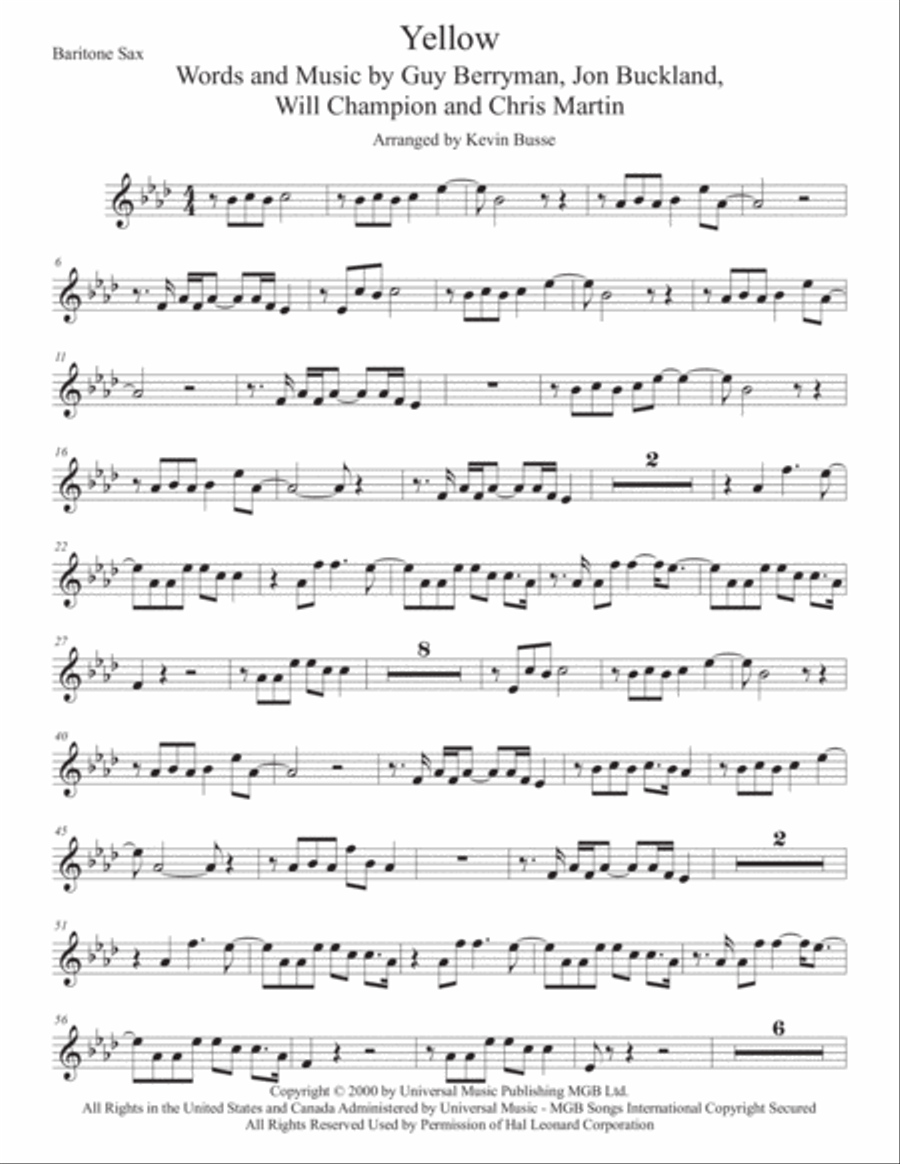 Yellow Yellow Baritone Saxophone scores gallery preview page 1