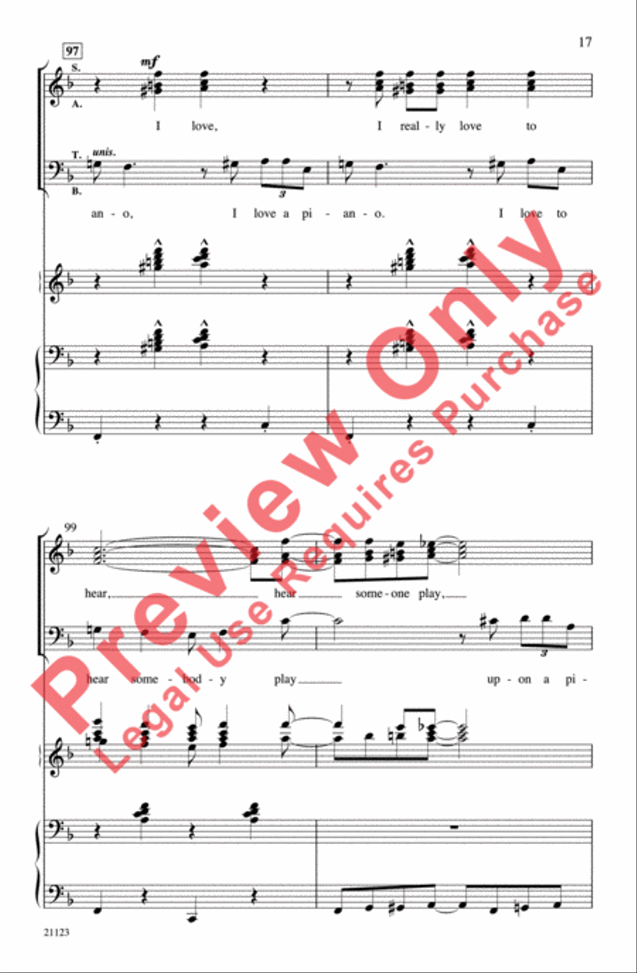 I Love a Piano 4-Part scores gallery preview page 17