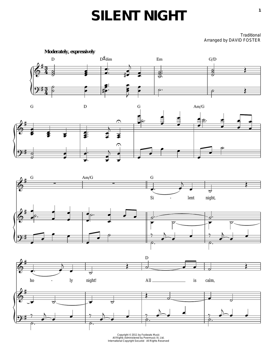 Silent Night Piano, Vocal scores gallery preview page 1
