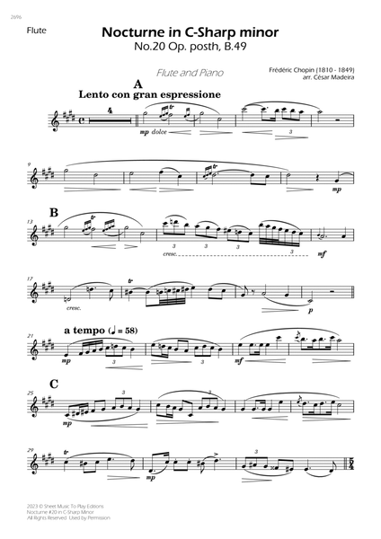 Nocturne No.20 in C-Sharp minor - Flute and Piano (Individual Parts) image number null