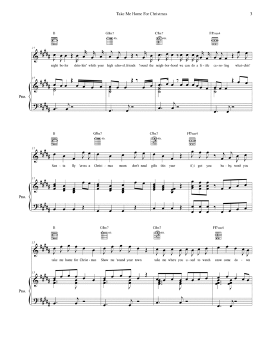 Take Me Home For Christmas Piano, Vocal, Guitar scores gallery preview page 3