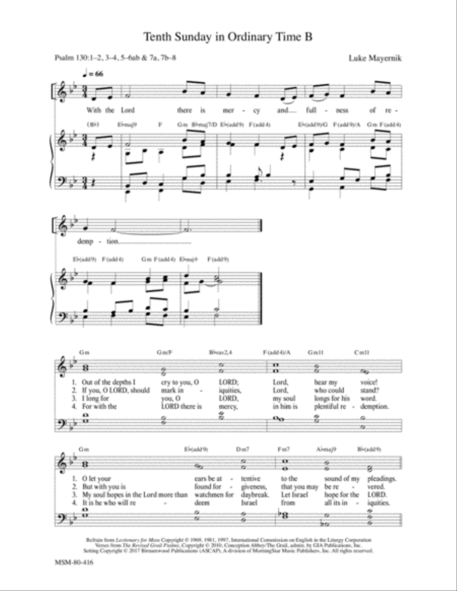 Tenth Sunday in Ordinary Time B 4-Part scores gallery preview page 1