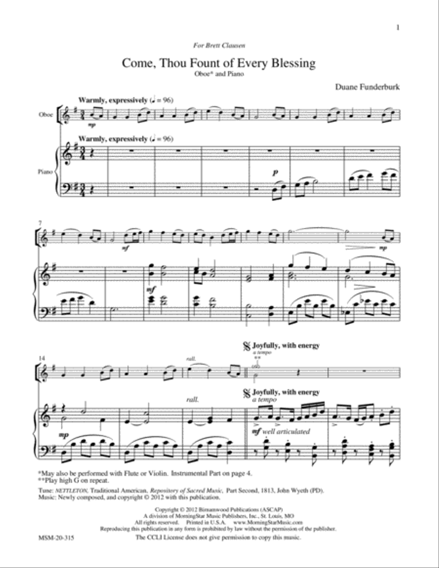 Come, Thou Fount of Every Blessing Flute scores gallery preview page 2