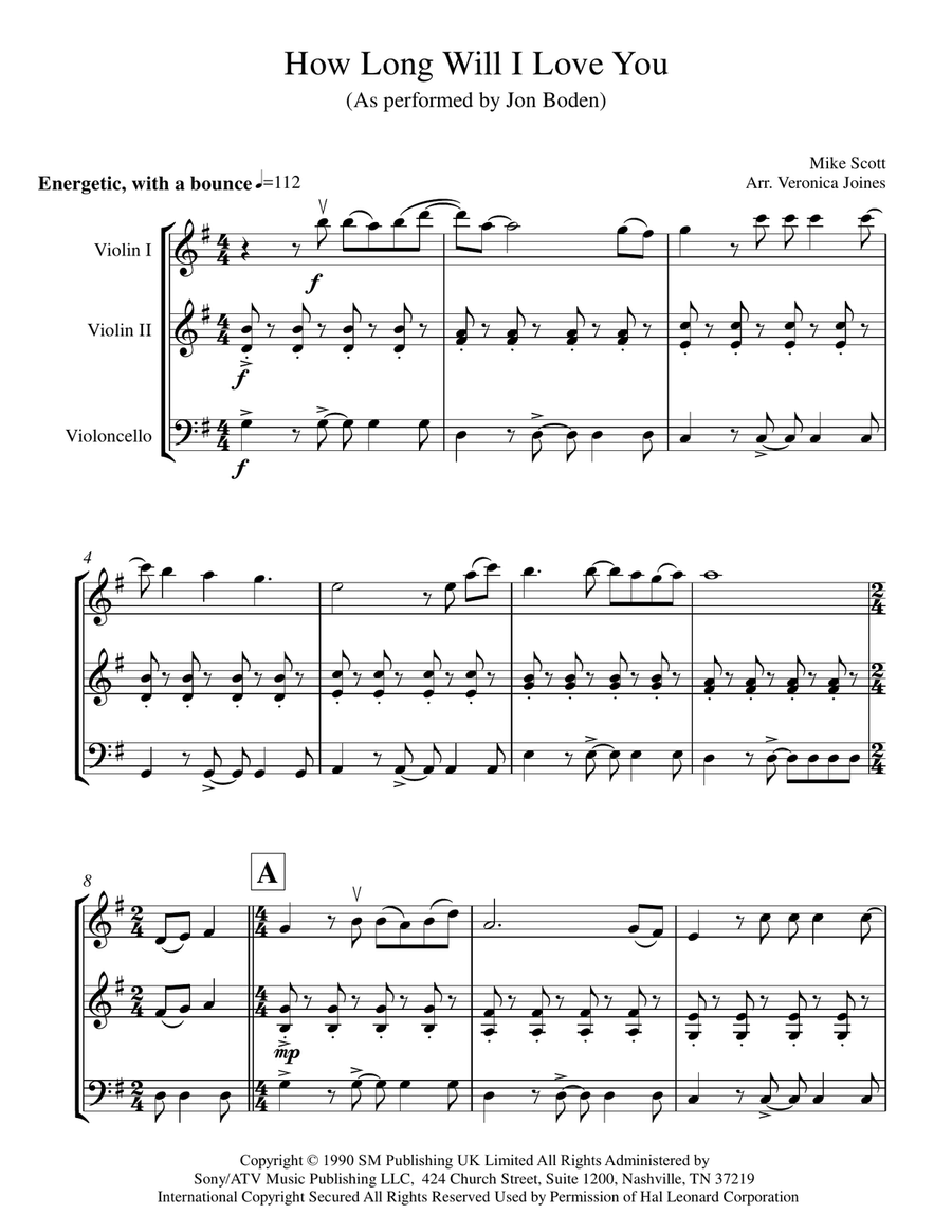 How Long Will I Love You String Trio scores gallery preview page 2