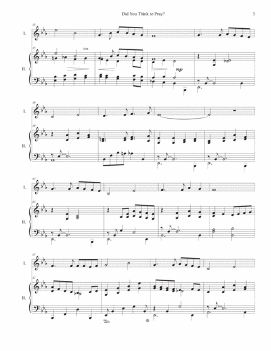 Did You Think to Pray? - easy piano duet Easy Piano scores gallery preview page 3