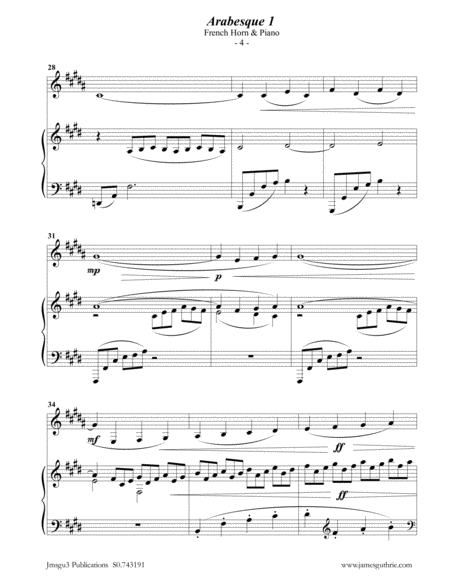 Debussy: Arabesque 1 for French Horn & Piano image number null