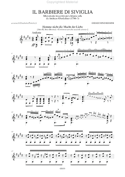 Il Barbiere di Siviglia. Free transcription by Andreas Oberleitner (1786-?) for Guitar image number null