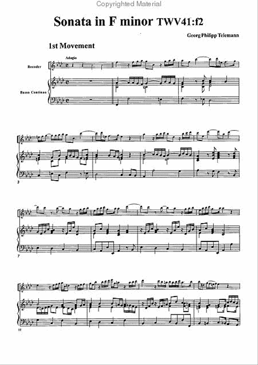 Sonata in F minor, TWV41:f1 Alto Recorder scores gallery preview page 3