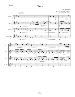 Pergolesi: Nina - Flute Quartet (Flute Choir)