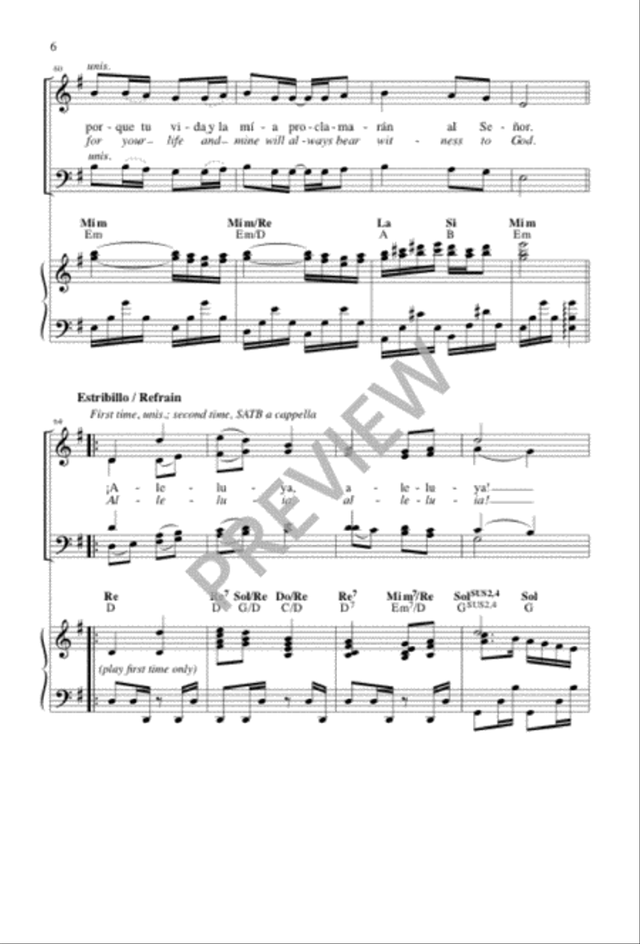 El cielo canta alegría / Heaven Is Singing for Joy 4-Part scores gallery preview page 6