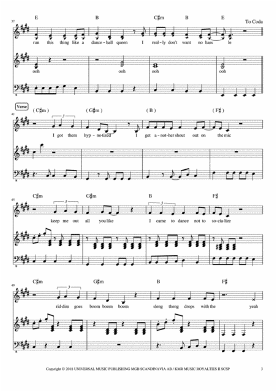 Dancehall Queen Piano, Vocal, Guitar scores gallery preview page 3