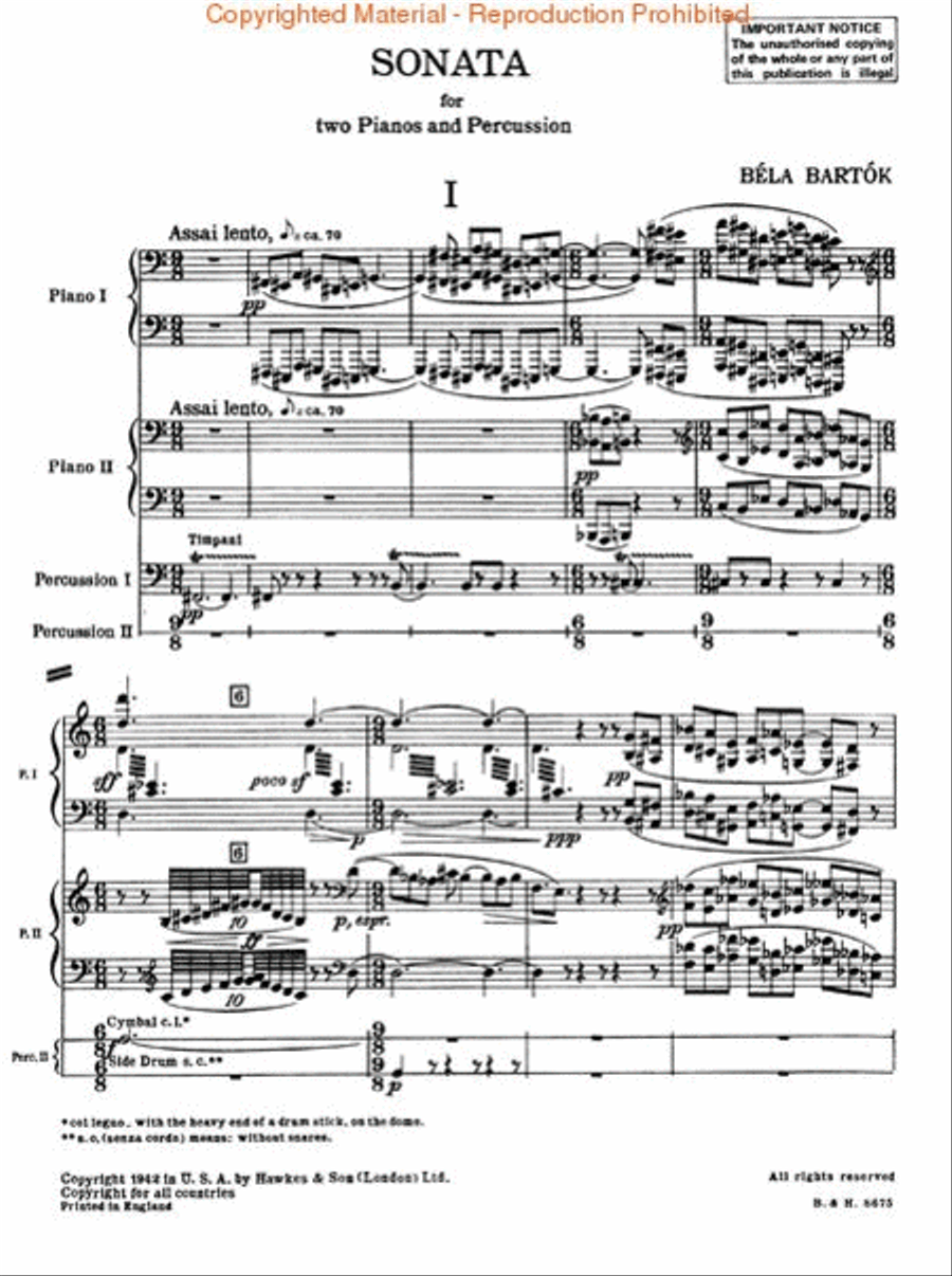 Sonata for Two Pianos and Percussion Piano Solo scores gallery preview page 2