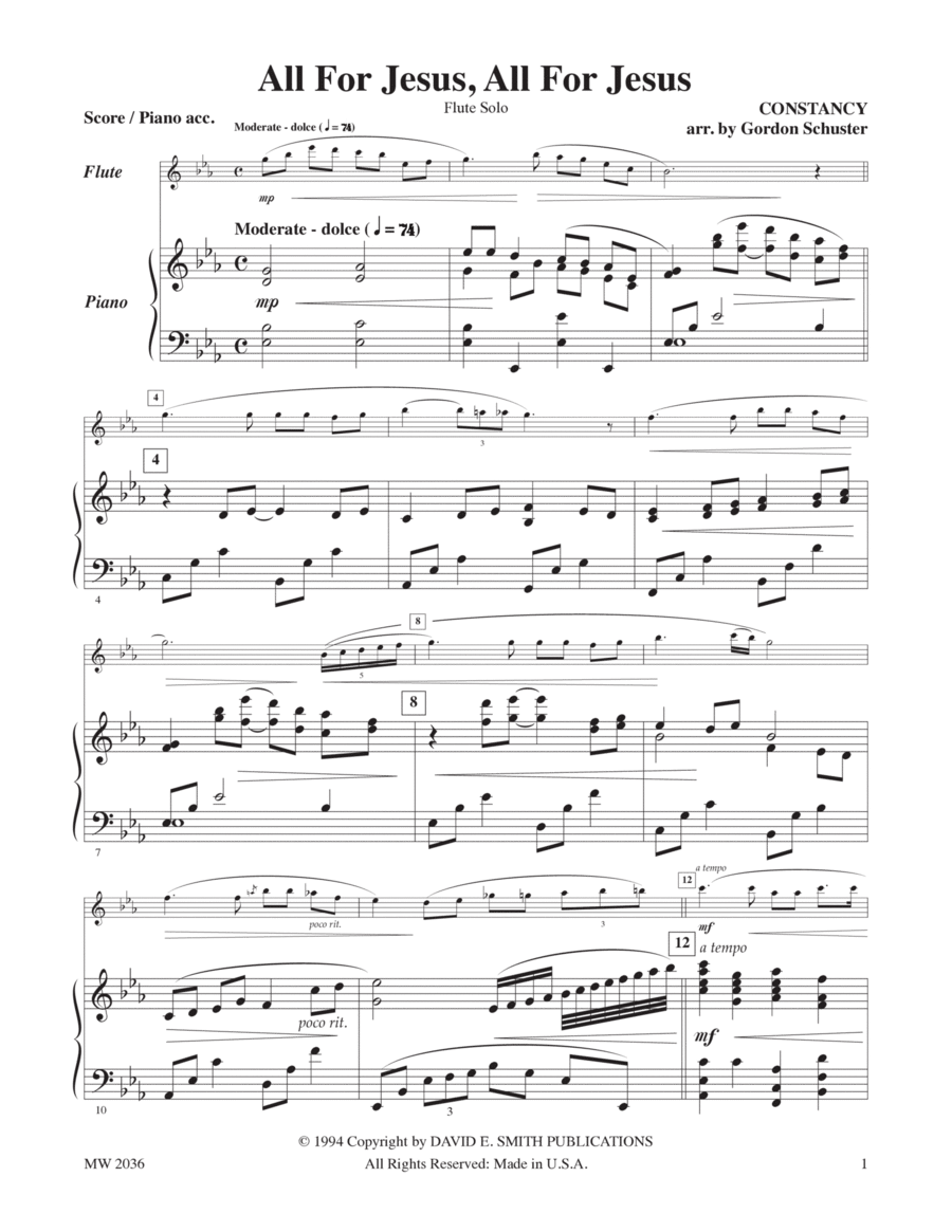 All For Jesus, All For Jesus Flute Solo scores gallery preview page 1