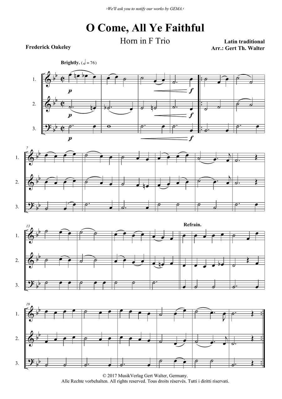 O Come, All Ye Faithful O Come, All Ye Faithful Horn scores gallery preview page 1