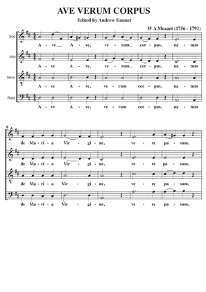 Ave Verum Corpus (Mozart) A Cappella SATB