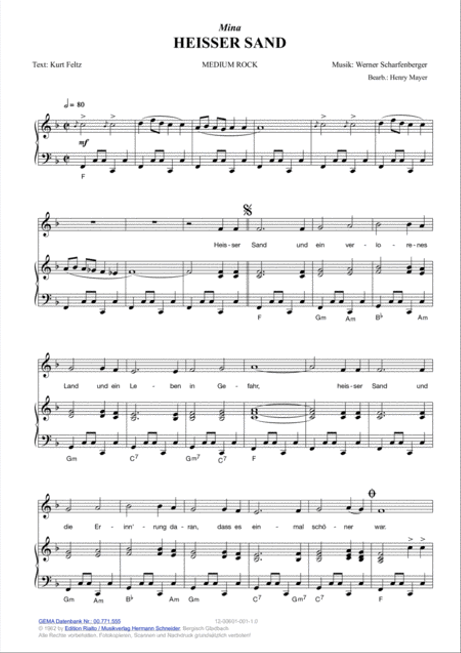 Heisser Sand Piano, Vocal, Guitar scores gallery preview page 2