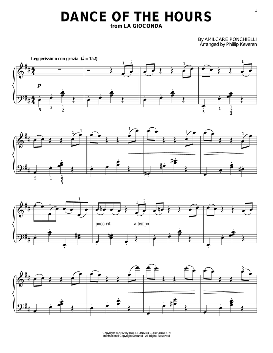 Dance Of The Hours (from La Gioconda) (arr. Phillip Keveren) Piano Solo scores gallery preview page 1