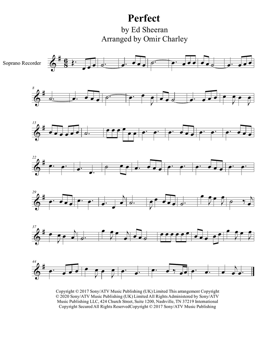 Perfect Perfect Soprano Recorder scores gallery preview page 1