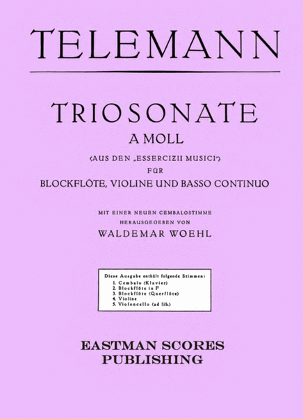 Triosonate, A moll, aus den Essercizii musici, fur Blockflote, Violine und Basso continuo