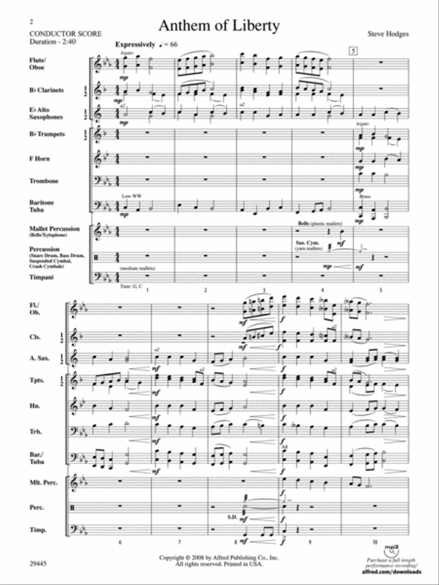 Anthem of Liberty Concert Band scores gallery preview page 2