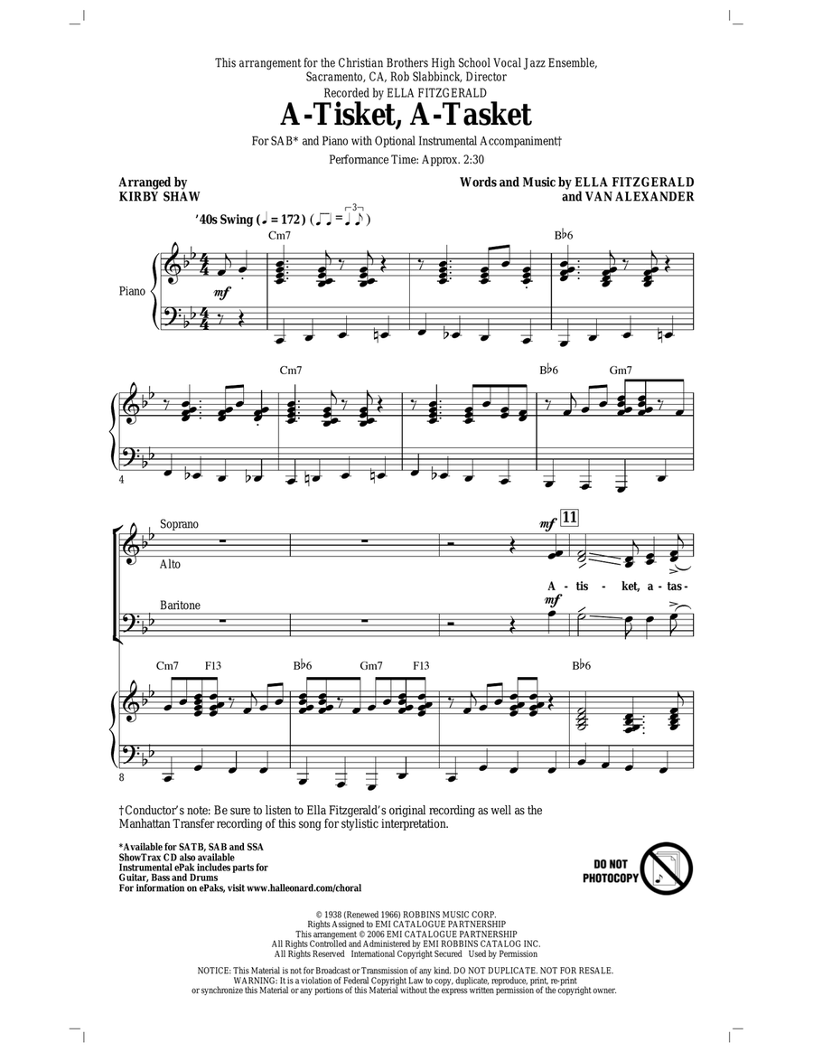 A-Tisket, A-Tasket 3-Part scores gallery preview page 1