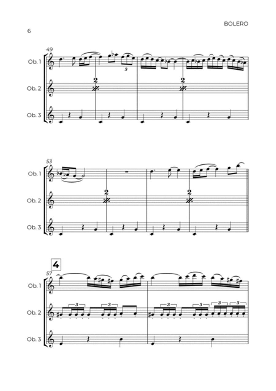 BOLERO - RAVEL - OBOE TRIO Woodwind Trio scores gallery preview page 6