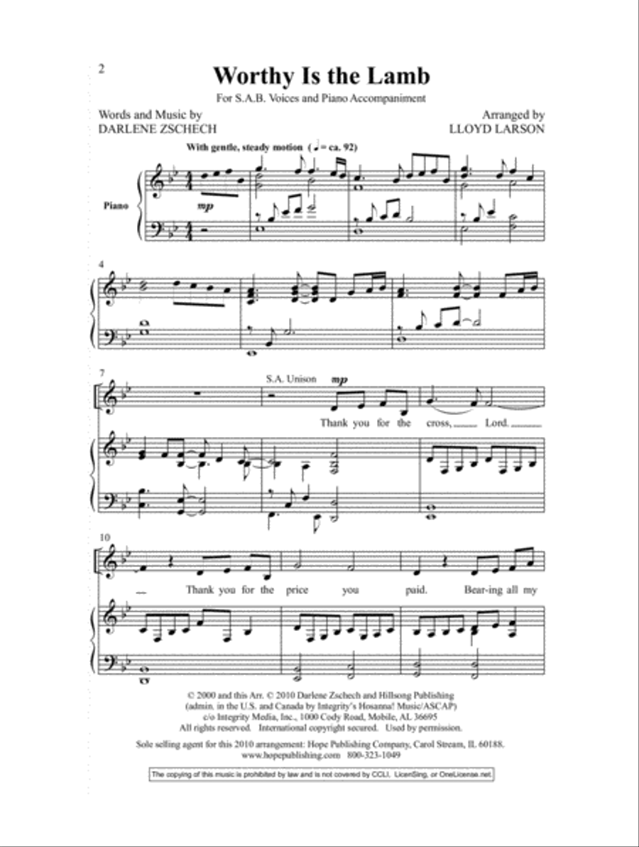 Worthy Is the Lamb Worthy Is the Lamb 3-Part scores gallery preview page 2