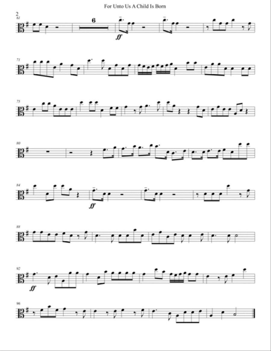 For Unto Us a Child is Born, from The Messiah. Intermediate string orchestra. TUTTI STRING PARTS Chamber Music scores gallery preview page 2