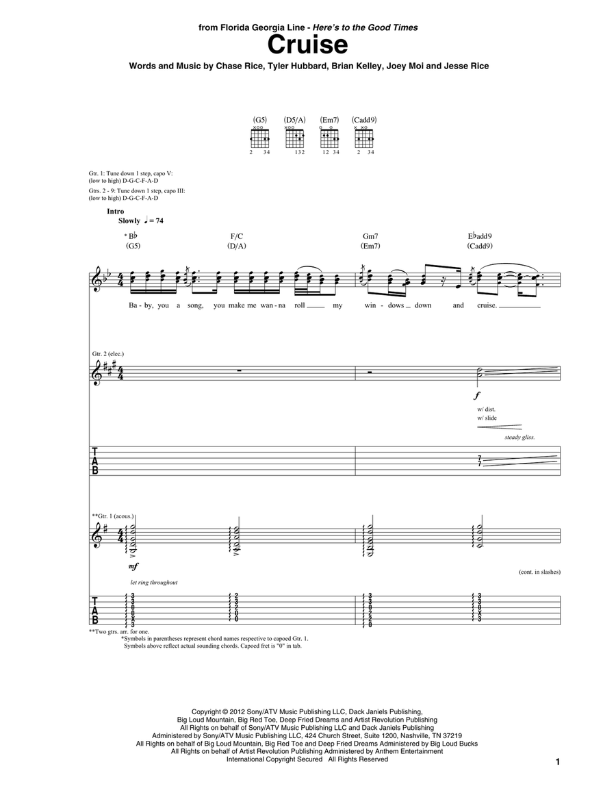 Cruise Acoustic Guitar scores gallery preview page 1