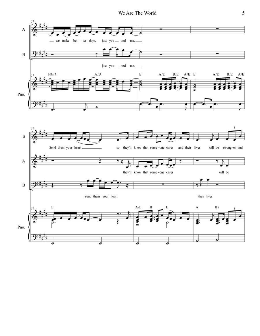 We Are The World 3-Part scores gallery preview page 5