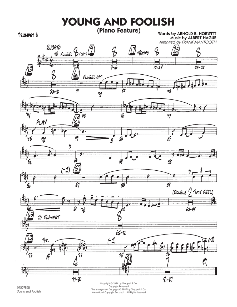 Young And Foolish - Trumpet 3 Jazz Ensemble scores gallery preview page 1