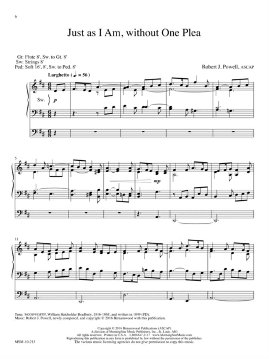 Just as I Am, without One Plea Organ scores gallery preview page 1