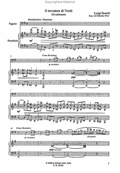 Il Trovatore di Verdi (ca. 1855) -Divertimento für Fagott und Klavier-