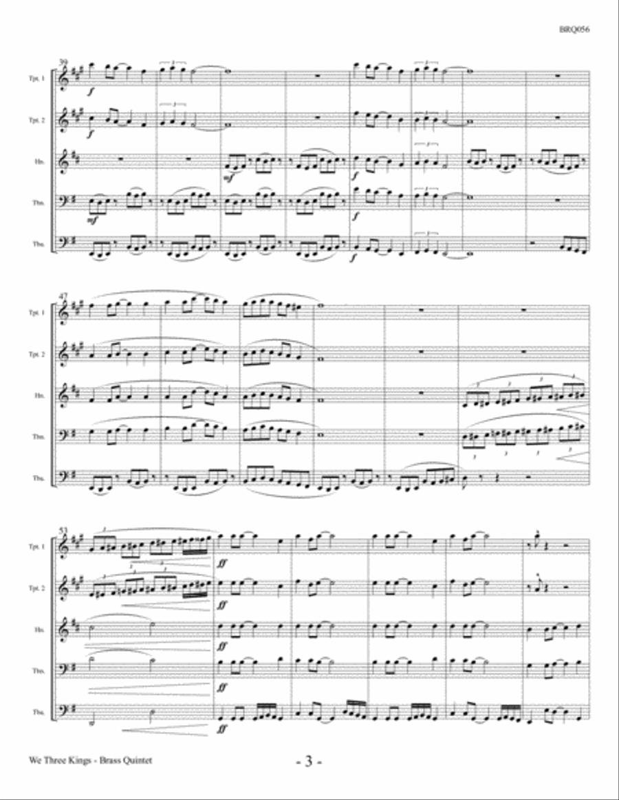WE THREE KINGS arranged for BRASS QUINTET (unaccompanied) Brass Quintet scores gallery preview page 3