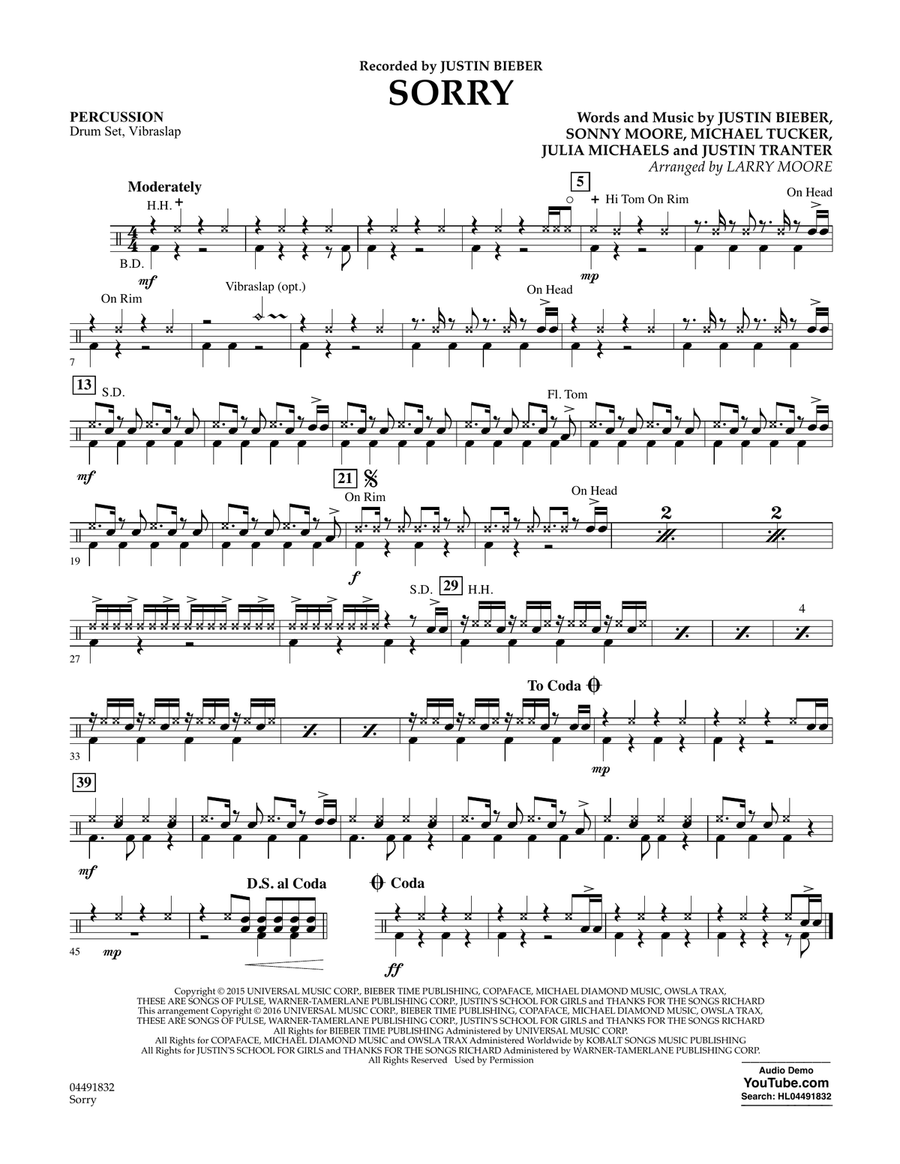 Sorry - Percussion